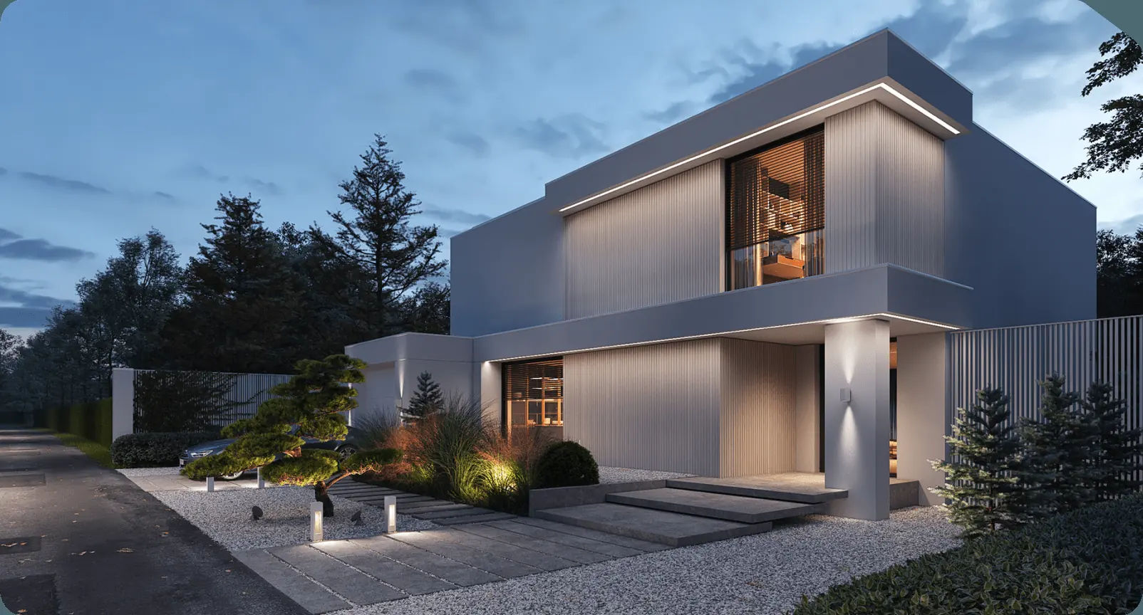 Moderne Architektur mit großen Glasflächen